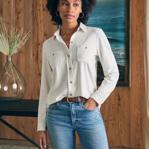 Faherty Legend Sweater Shirt, Small, Off White